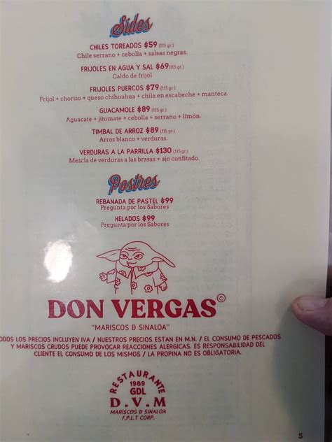 menu don vergas|Menu at Don Vergas Mariscos Tulum restaurant, Tulum